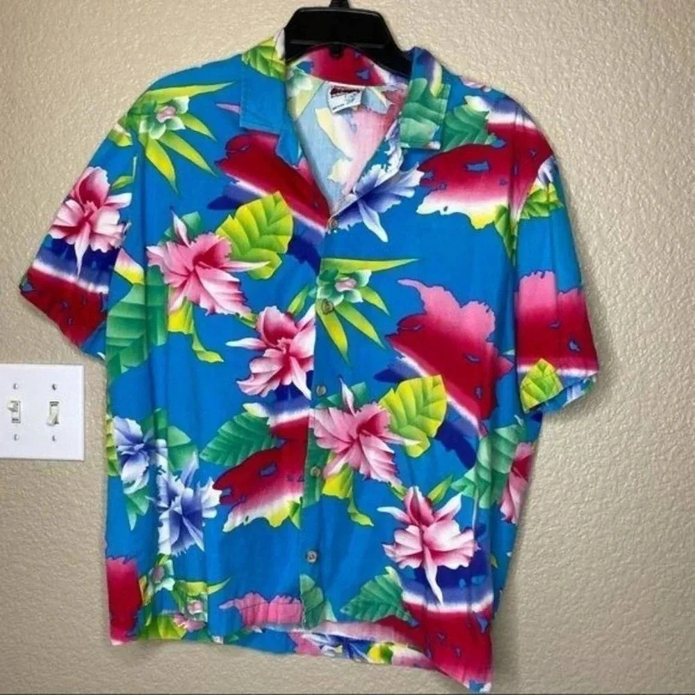 Vintage Morey Boogie Bodywear Shirt Floral Hawaiian Style 80s size large